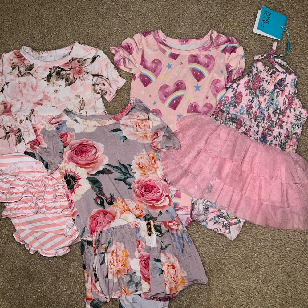 Posh Peanut Pink and Purple Floral Dress Set